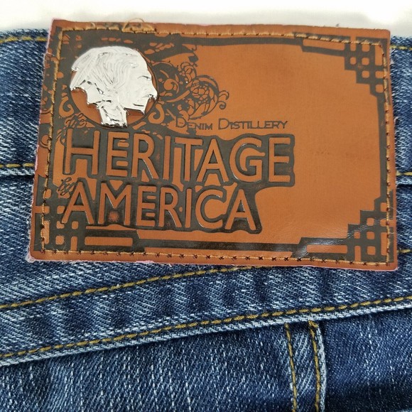 Heritage America Jeans Mens 40x34 Actual W40xL32 Vndls 1776 Destroyed Blue Denim - Picture 14 of 16